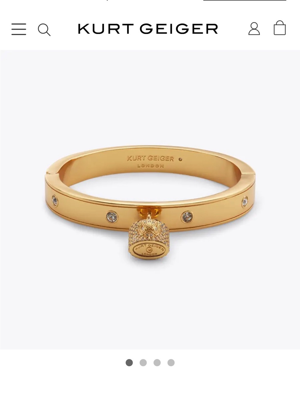 Kurt Geiger Gold Crystal Padlock Bangle